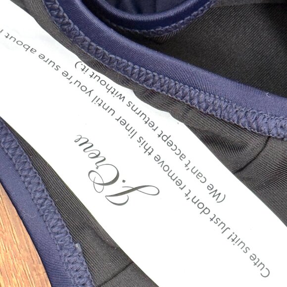 J Crew Cutout One Piece Full Coverage Buttons Swimsuit Womens 20 Navy Blue NEW - Picture 7 of 7